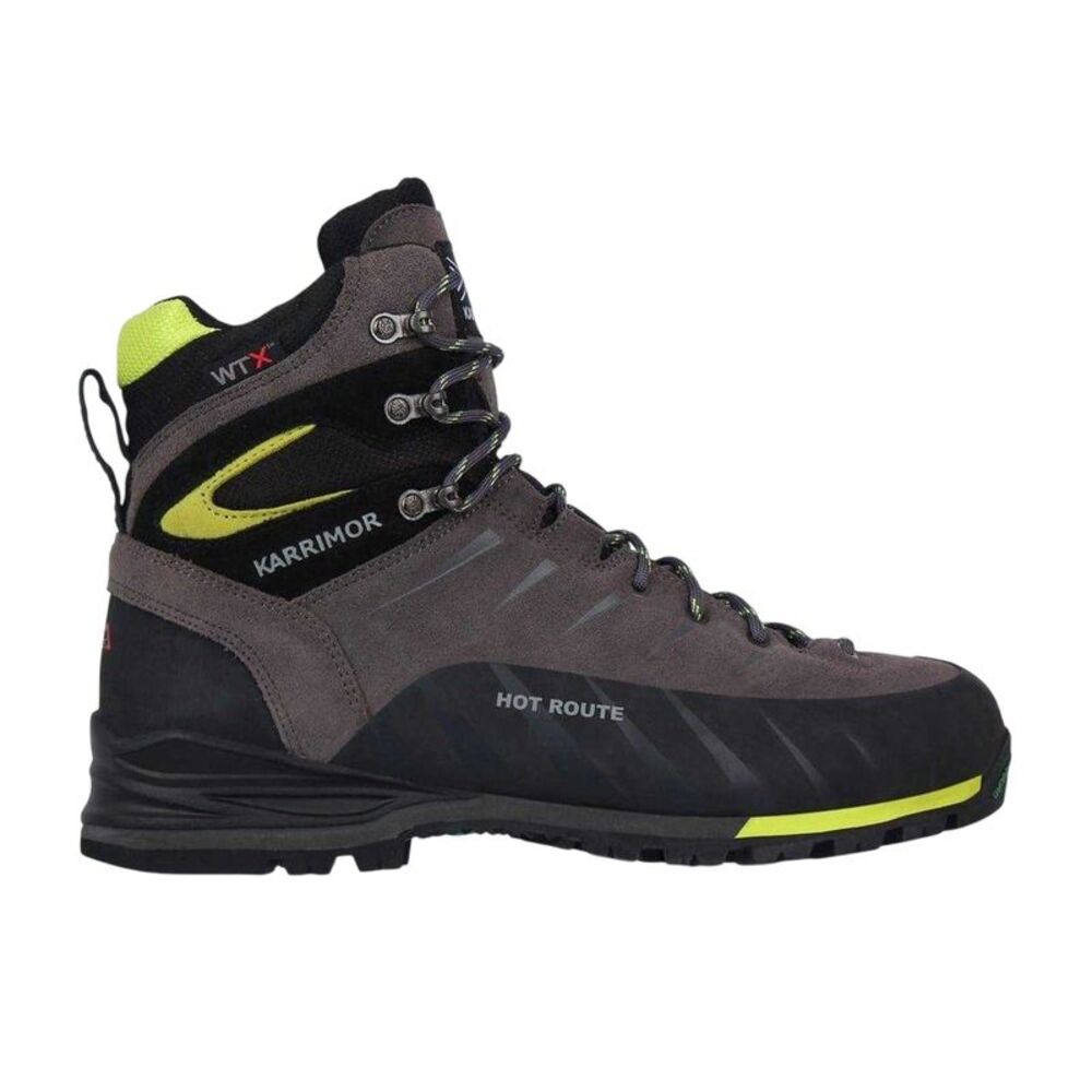 Karrimor Mens Hot Route Leather Waterproof Walking Boots / Charcoal/Lime